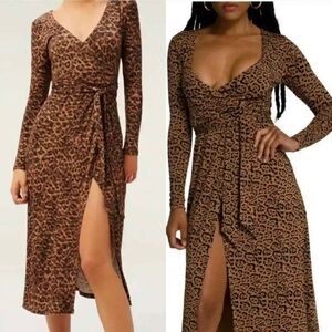 Good american leopard wrap dress
